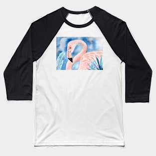 Flamingo with tropical leaves Baseball T-Shirt